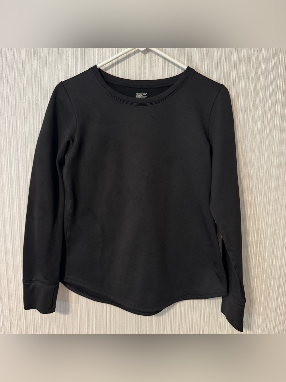 CuddlDuds ClimateRight Fleece Lined Sweatshirt Athletic Top Black Medium